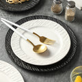 Textured Stone Ceramic Dinner Plates – Black & White Round Wavy Rim Dinnerware for Restaurant & Home