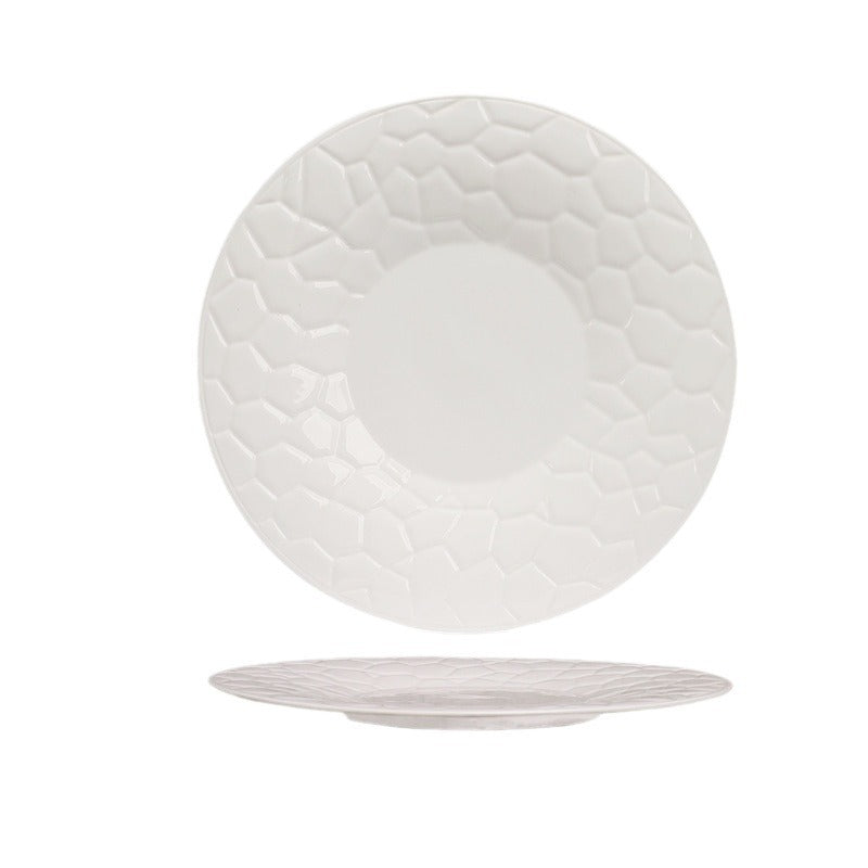 Ceramic tableware set. High-quality bowls, plates, and dishes. Water Cube style. Suitable for home use. Shallow plates. Luxury style for hotels and restaurants.