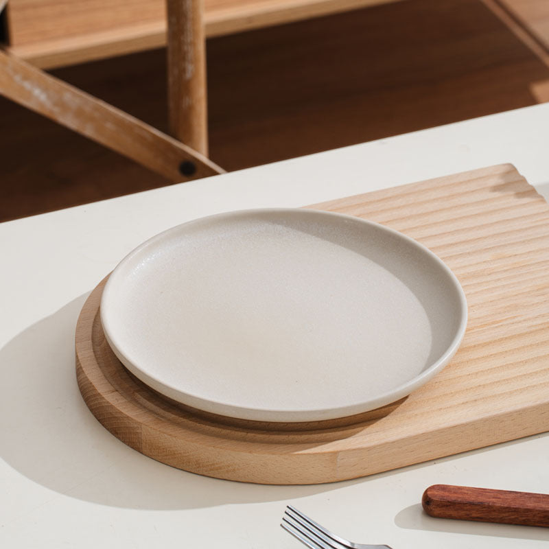 Nordic Cream Matte Ceramic Dinnerware Set – Minimalist Round Plates, Bowls & Mugs for Home
