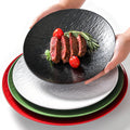 Nordic Round Black Stone Ceramic Shallow Plate – Steak & Restaurant Tableware Setting